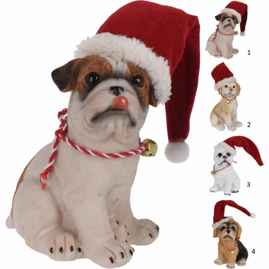 Σκυλάκι Polyresin Χριστουγεννιάτικο