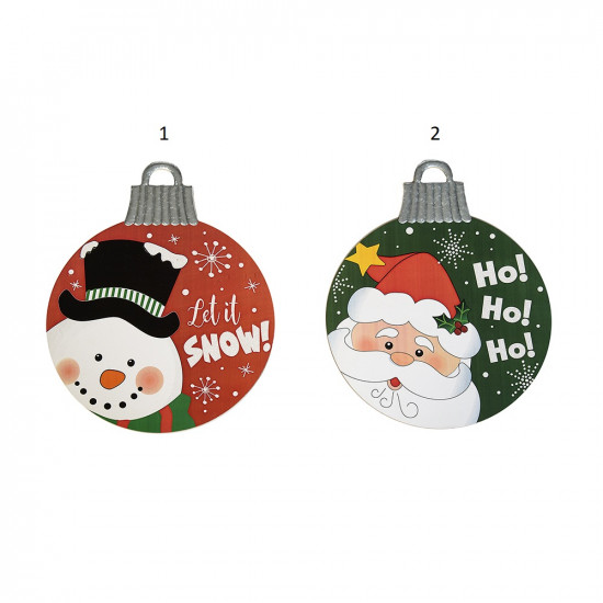Ξύλινο Κρεμαστό Χριστουγεννιάτικο Διακοσμητικό Μπάλα με Γιορτινά Μηνύματα 30cm