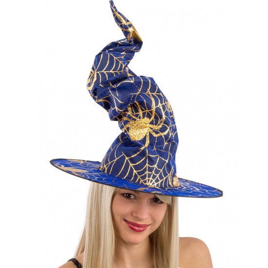 Καπέλο Μάγισσας Μπλε με χρυσά τυπώματα