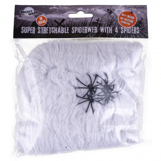 Διακοσμητικός Ιστός Αράχνης 60γρ Με 4 Αράχνες