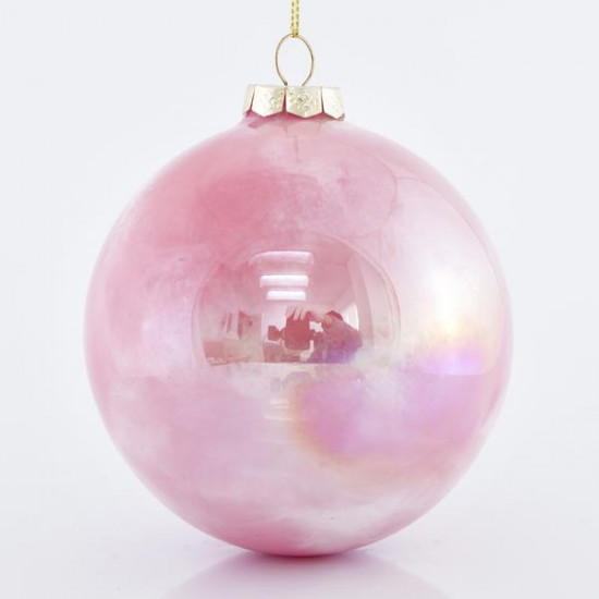 Μπάλα Γυάλινη Ιριδίζουσα Ροζ 10cm